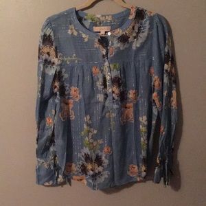 Blue Floral Blouse